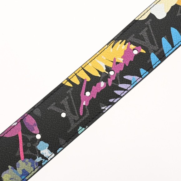 LOUIS VUITTON Monogram Eclipse Santur Phariage 85 Black Men's Canvas Belt MP242 - Picture 6 of 10